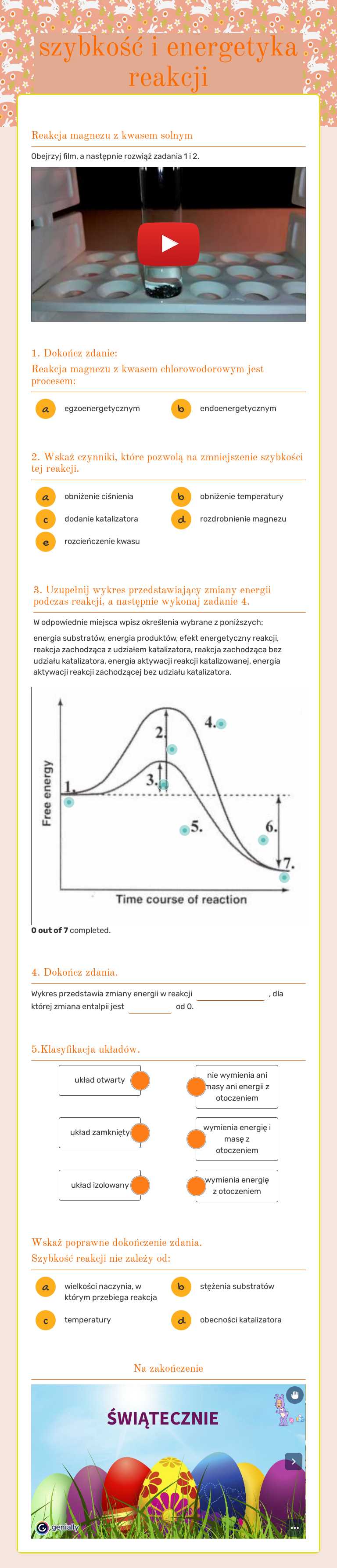szybkość i energetyka reakcji worksheet preview image