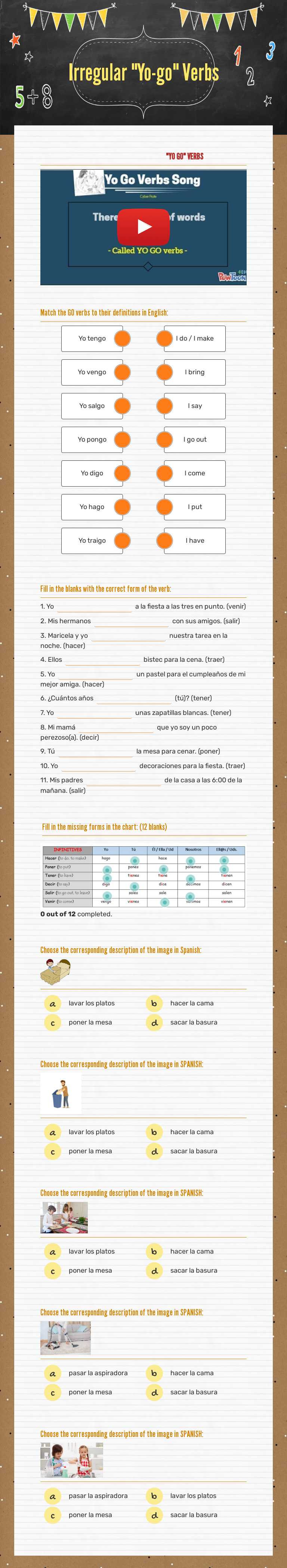 Irregular "Yo-go" Verbs worksheet preview image