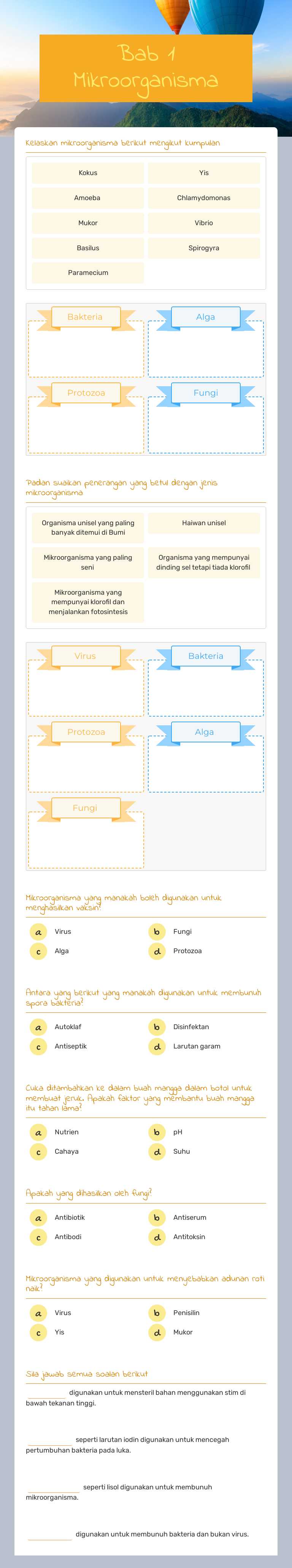 Bab 1 Mikroorganisma worksheet preview image
