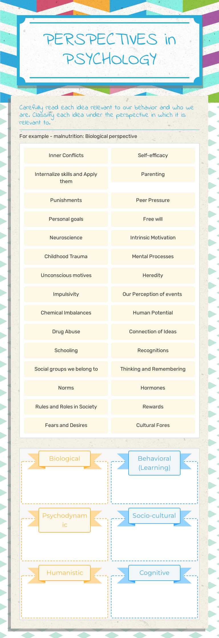 PERSPECTIVES
in PSYCHOLOGY Grade 12 worksheet preview