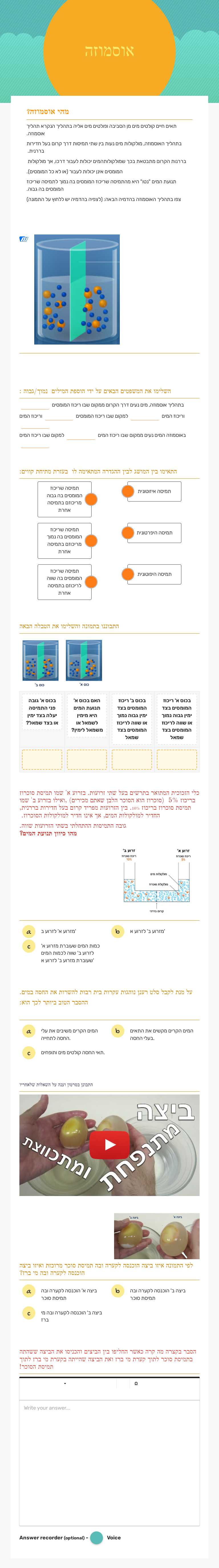 אוסמוזה worksheet preview image
