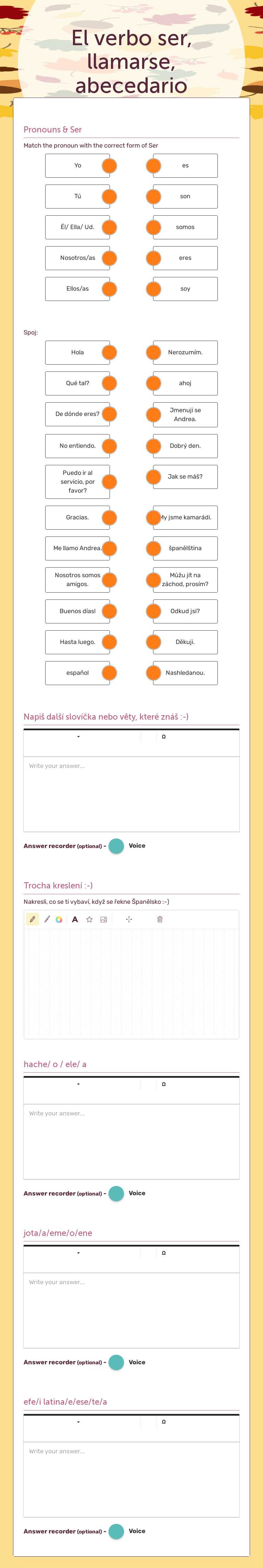 El verbo ser, llamarse, abecedario Grade 7 worksheet preview