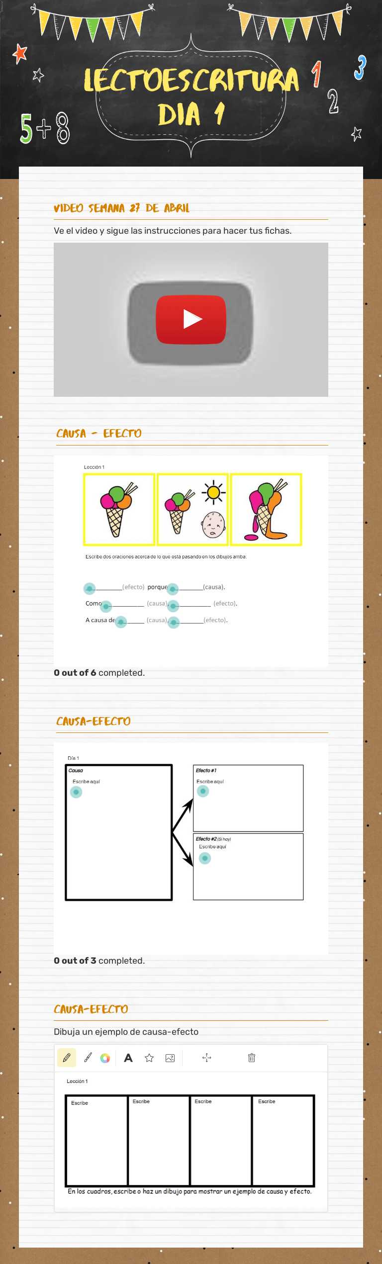 Lectoescritura Dia 1 Grade 4 worksheet preview