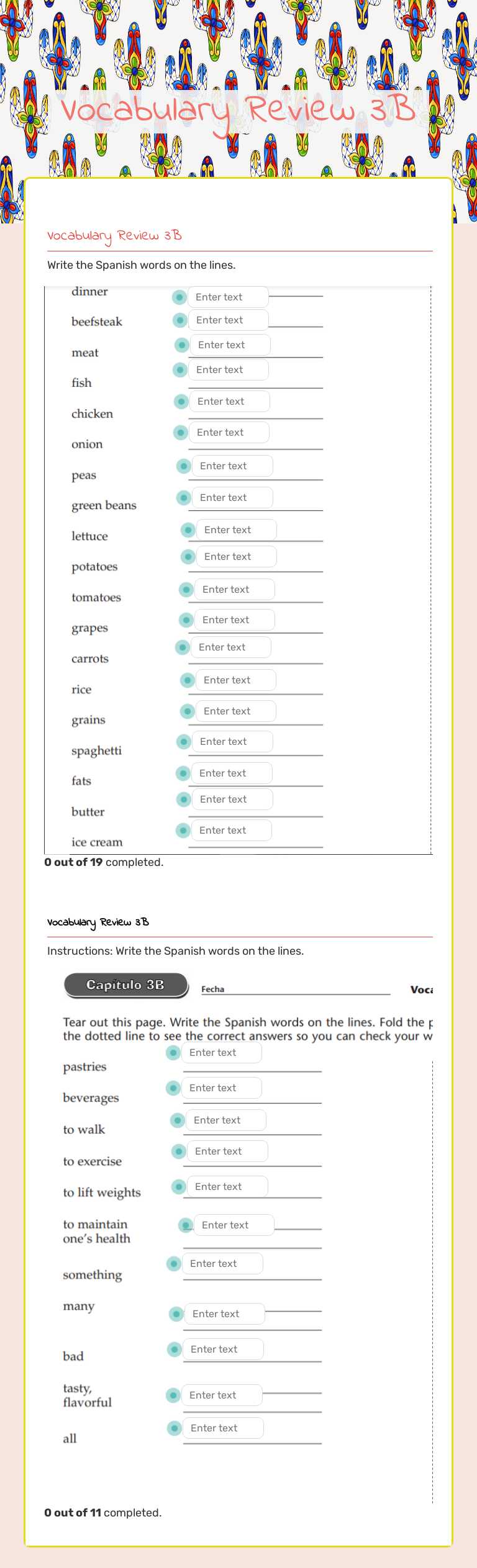Vocabulary Review 3B Grade 10 worksheet preview