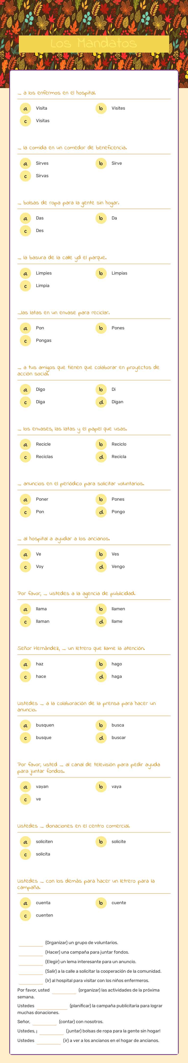 Los Mandatos worksheet preview image