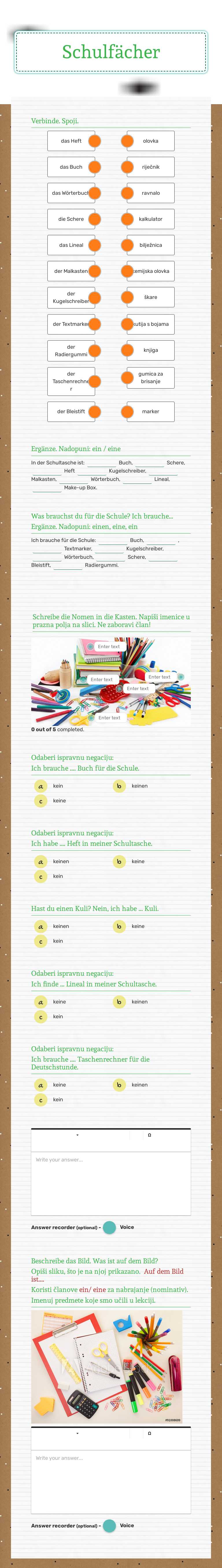 Schulfächer worksheet preview image