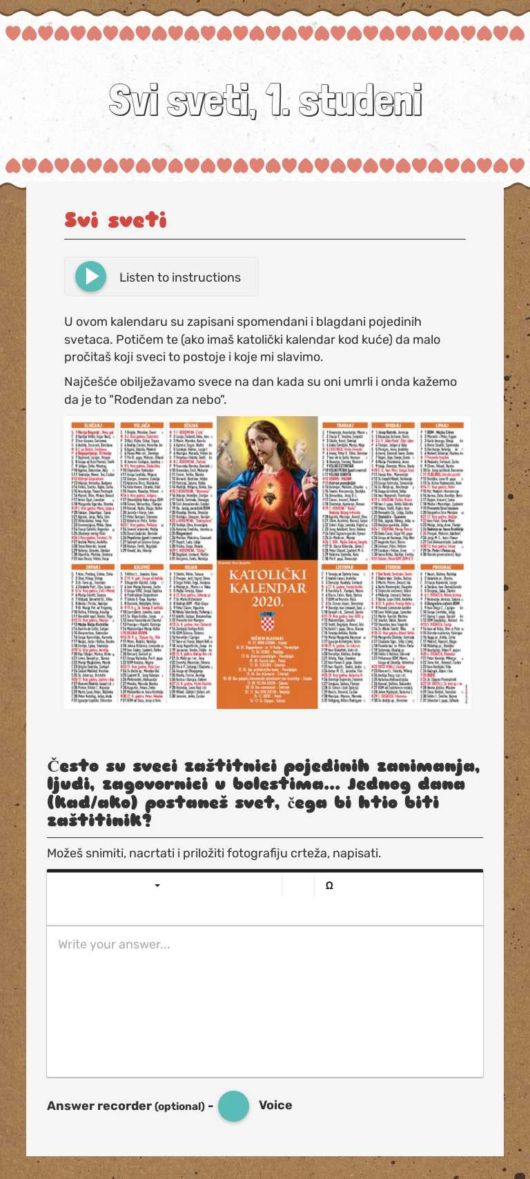 Svi sveti, 1. studeni worksheet preview image