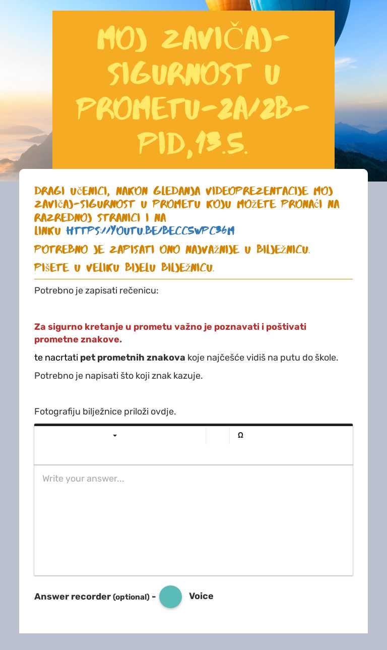MOJ ZAVIČAJ-SIGURNOST U PROMETU-2A/2b-PID,13.5. worksheet preview image