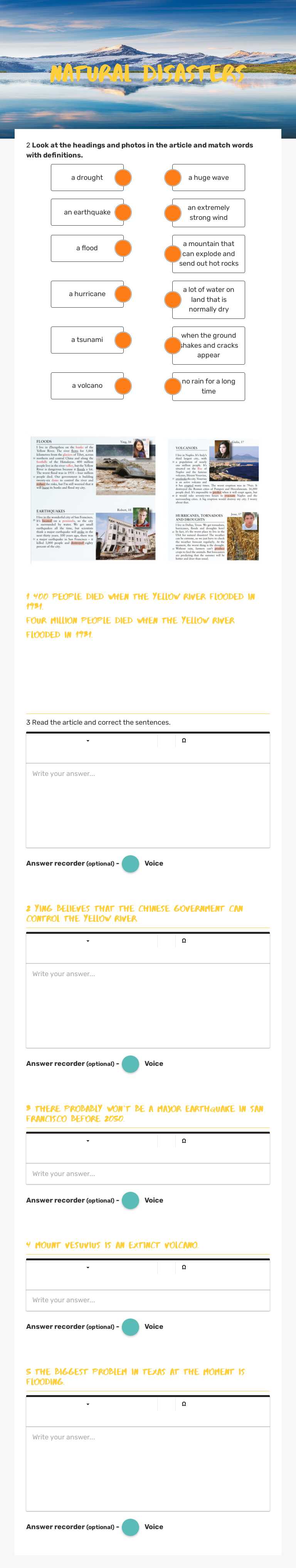 NATURAL DISASTERS worksheet preview image