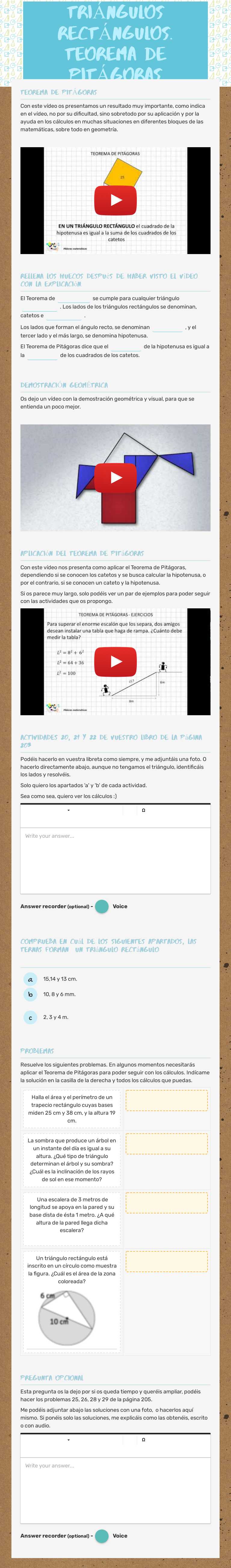 TRIÁNGULOS RECTÁNGULOS. TEOREMA DE PITÁGORAS worksheet preview image