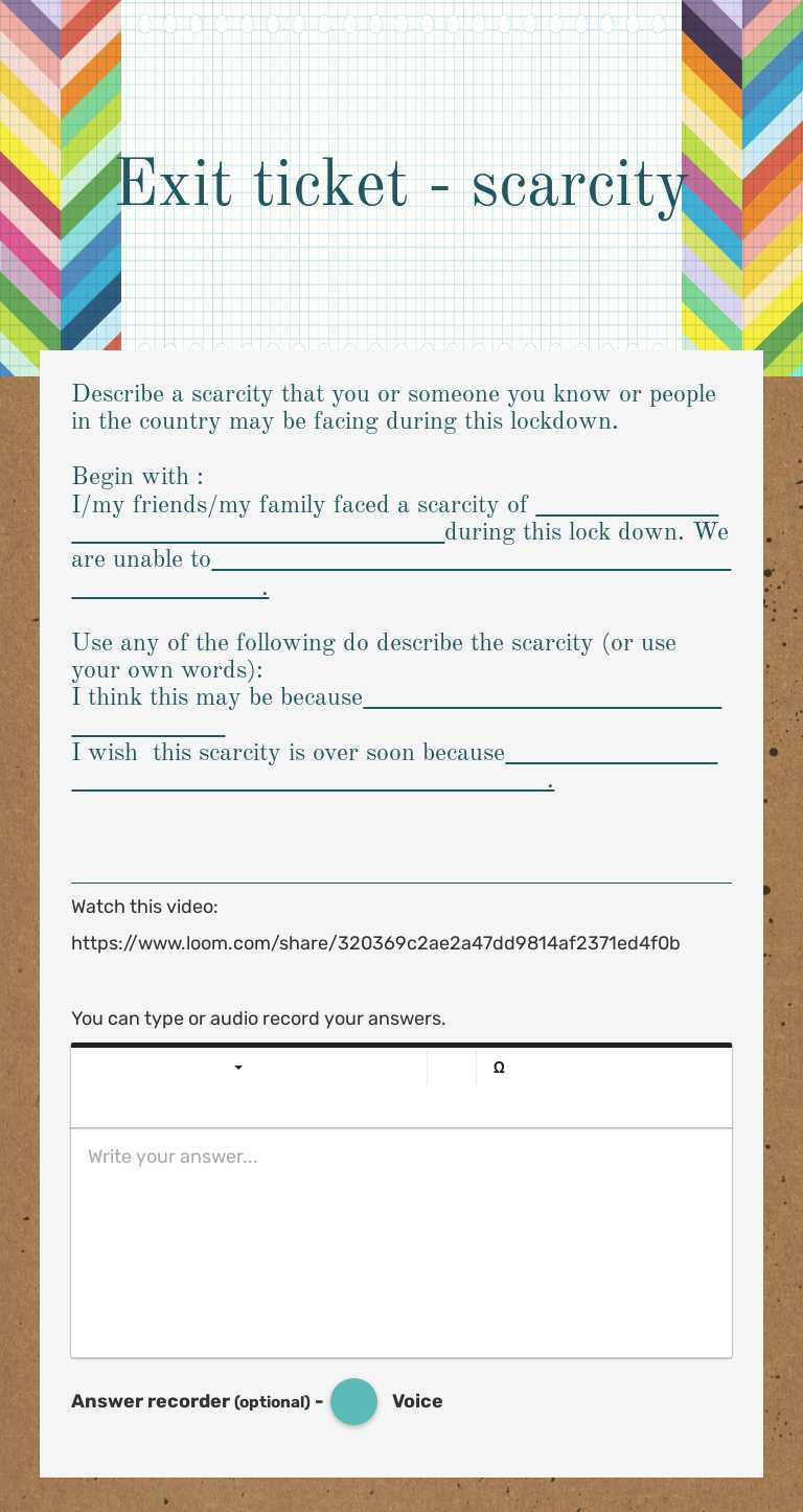 Exit ticket - scarcity worksheet preview image