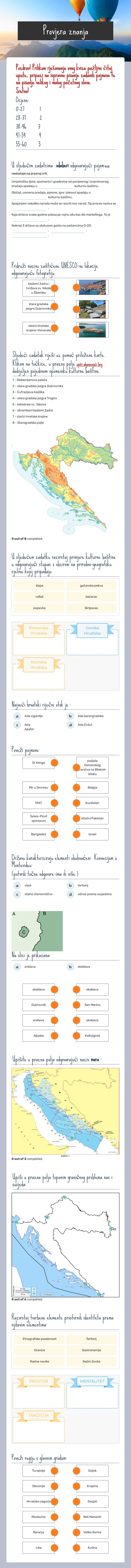 Provjera znanja Grade 12 worksheet preview