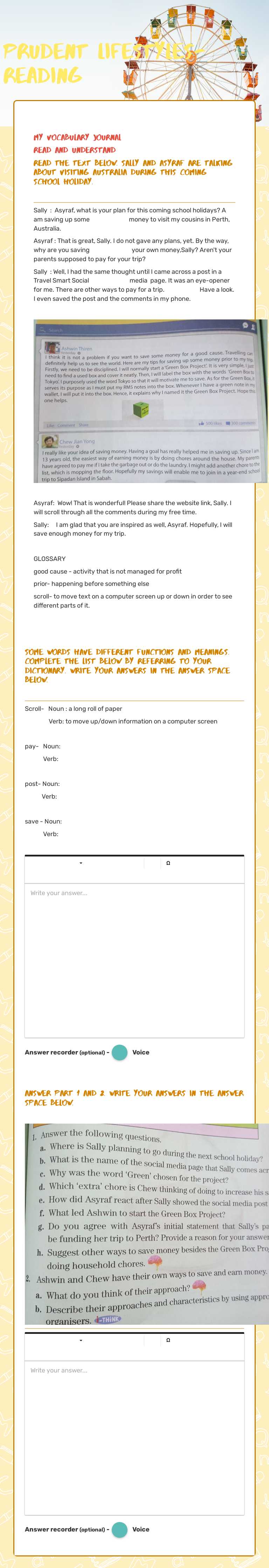 PRUDENT LIFESTYLES-READING Grade 10 worksheet preview