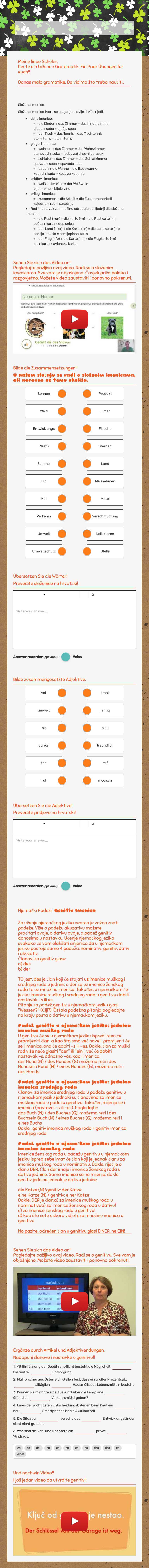 BLITZ GRAMMATIK zusammengesetzte wörter und genitiv worksheet preview image