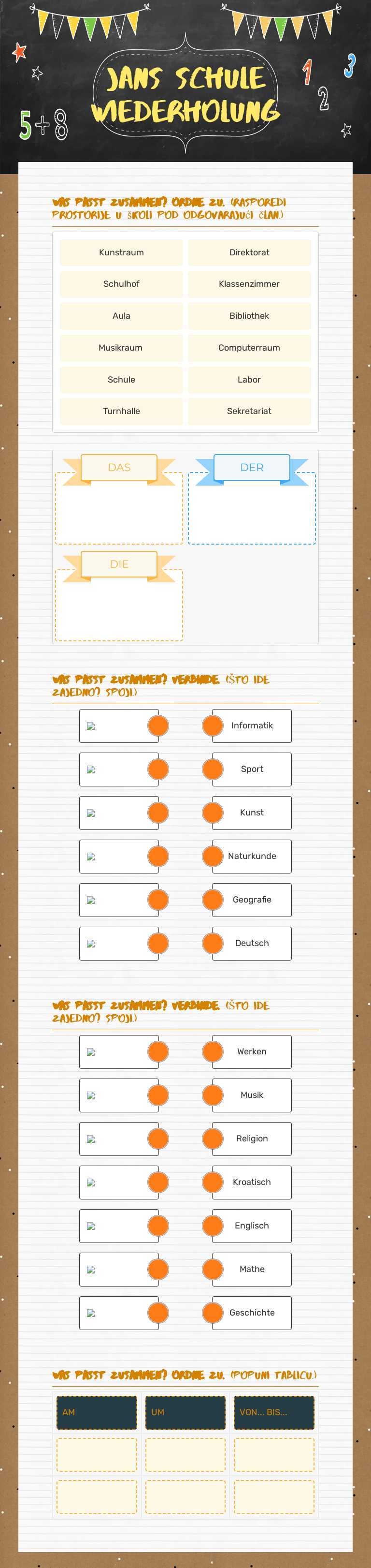 Jans schule wiederholung worksheet preview image