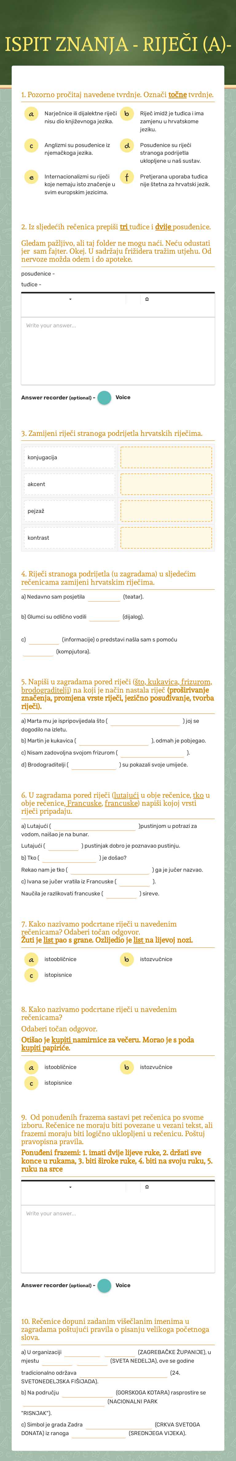 ISPIT ZNANJA
- RIJEČI (A)- worksheet preview image