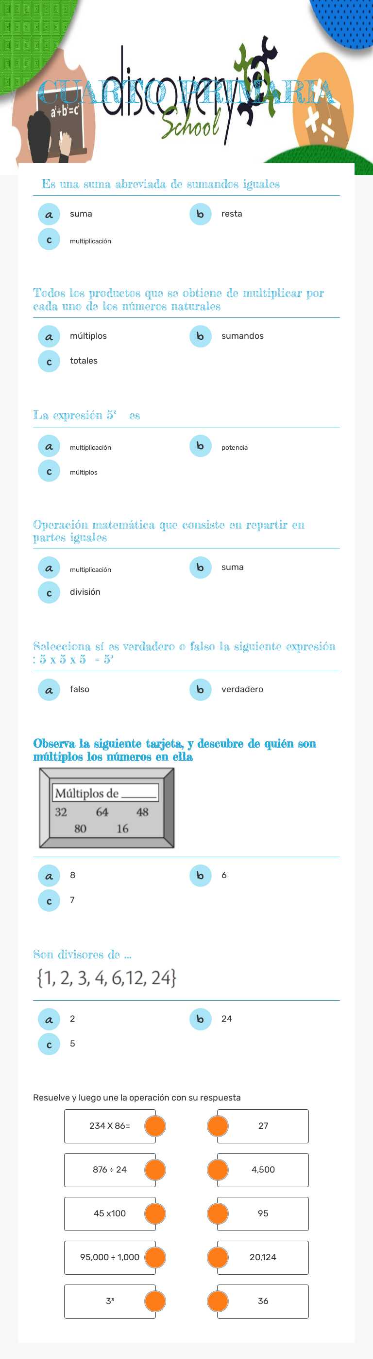 CUARTO PRIMARIA Grade 4 worksheet preview