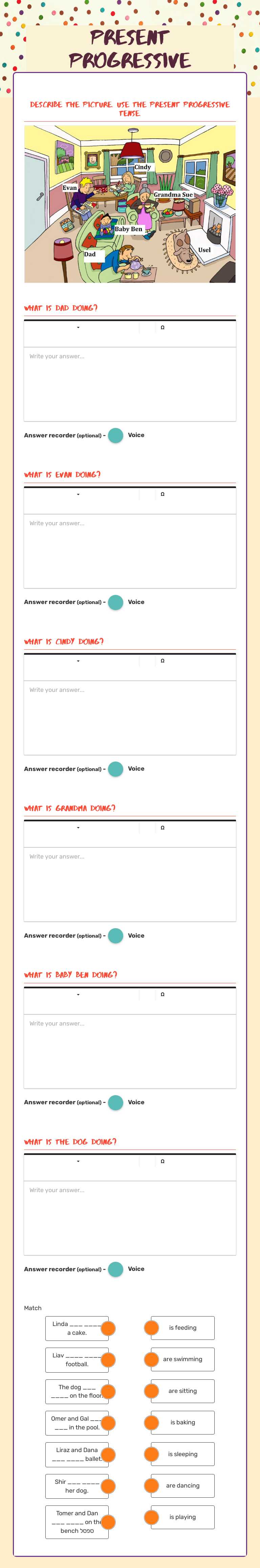 Present Progressive worksheet preview image