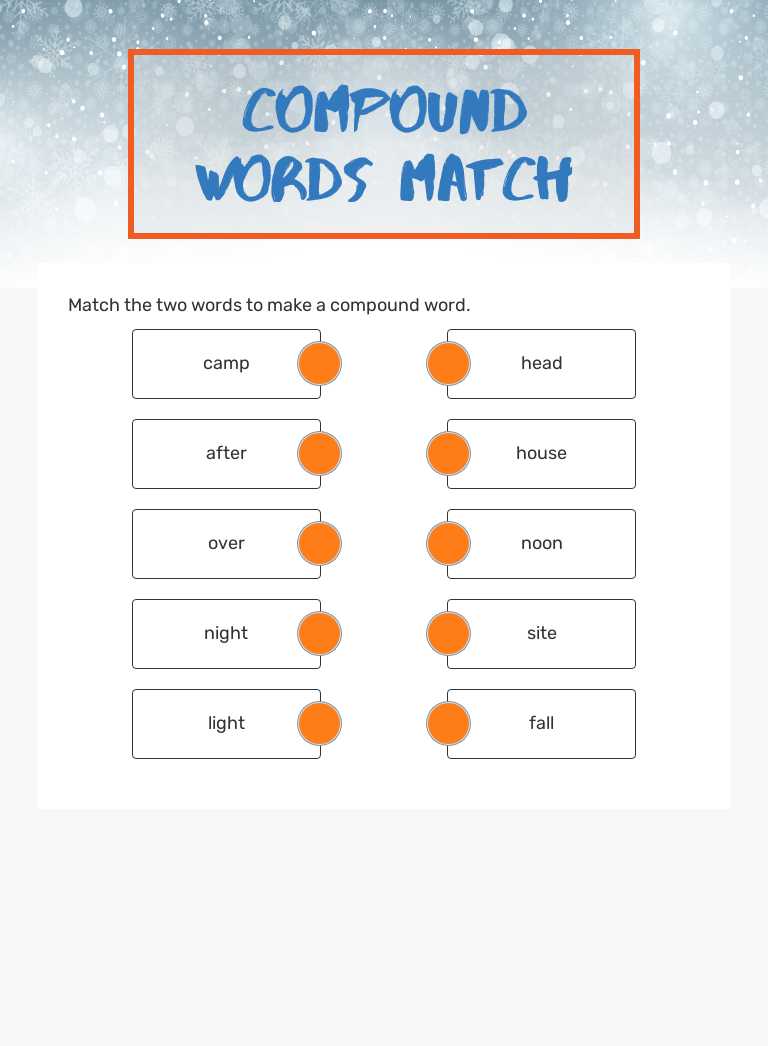 Compound Words Match worksheet preview image