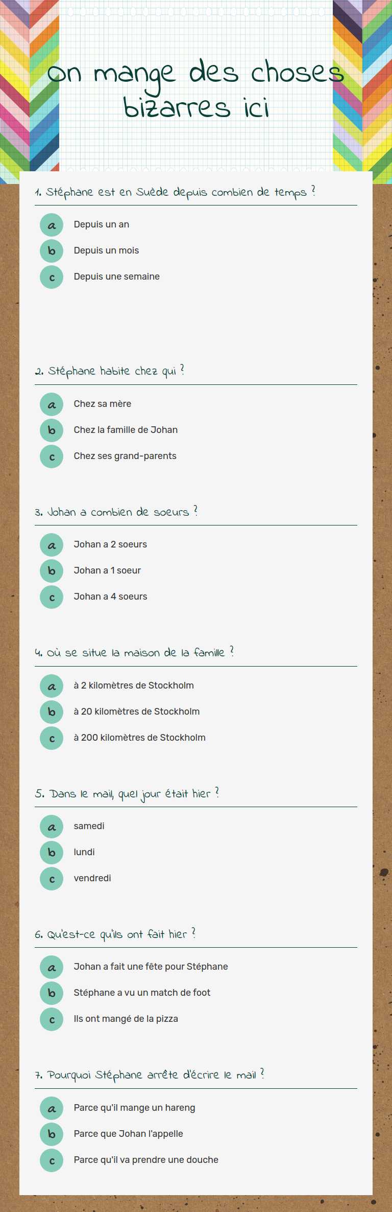 On mange des choses bizarres ici worksheet preview image