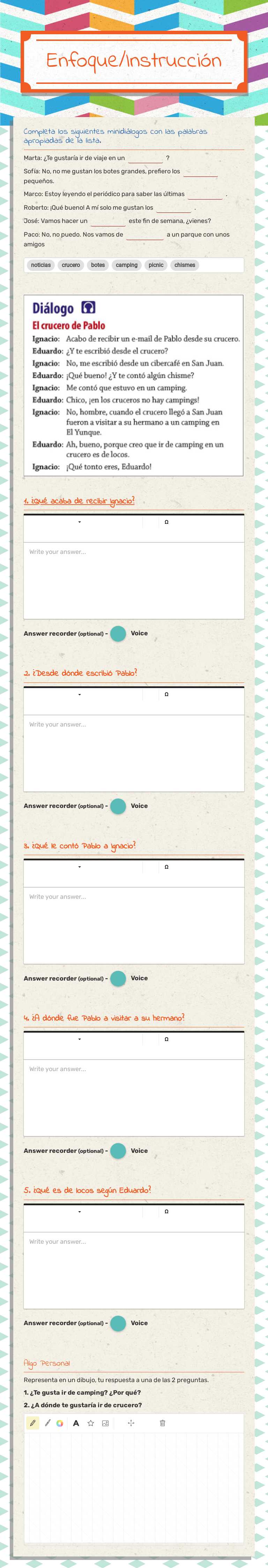 Enfoque/Instrucción worksheet preview image