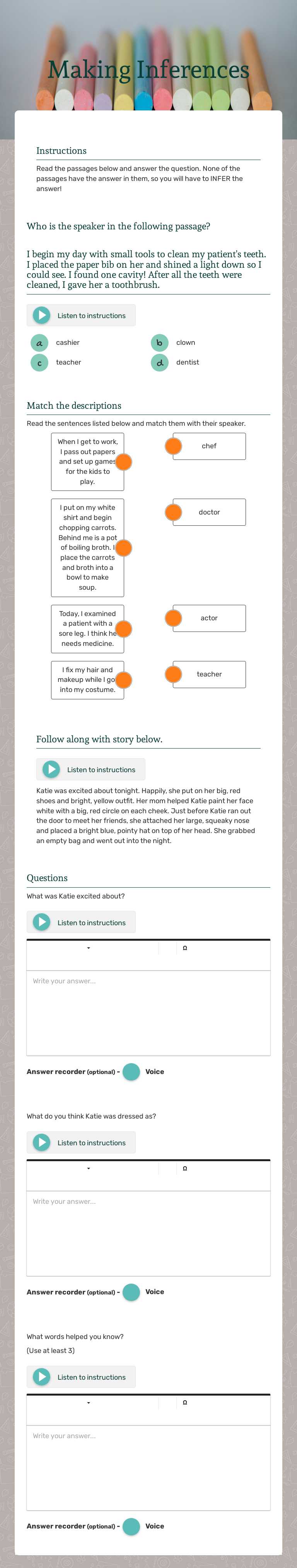 Making Inferences Grade 2 worksheet preview