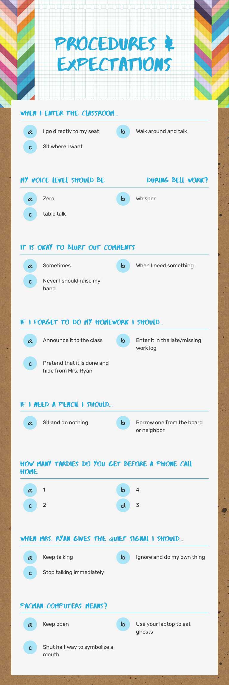 Procedures & Expectations Grade 7 worksheet preview