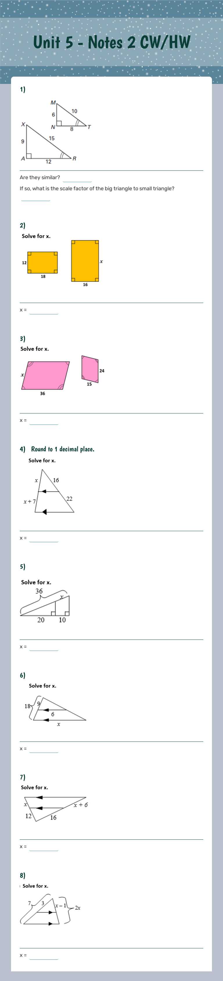 Unit 5 - Notes 2 CW/HW worksheet preview image
