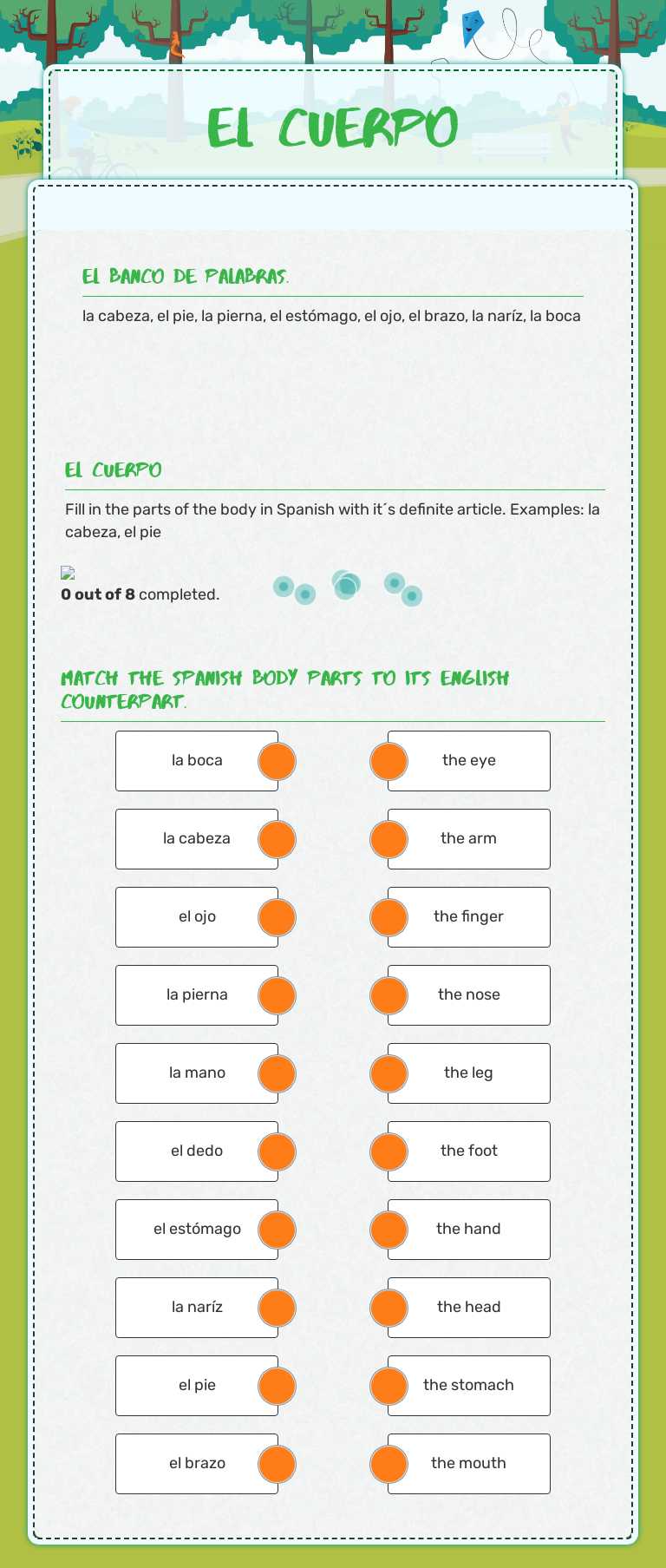 El Cuerpo worksheet preview image