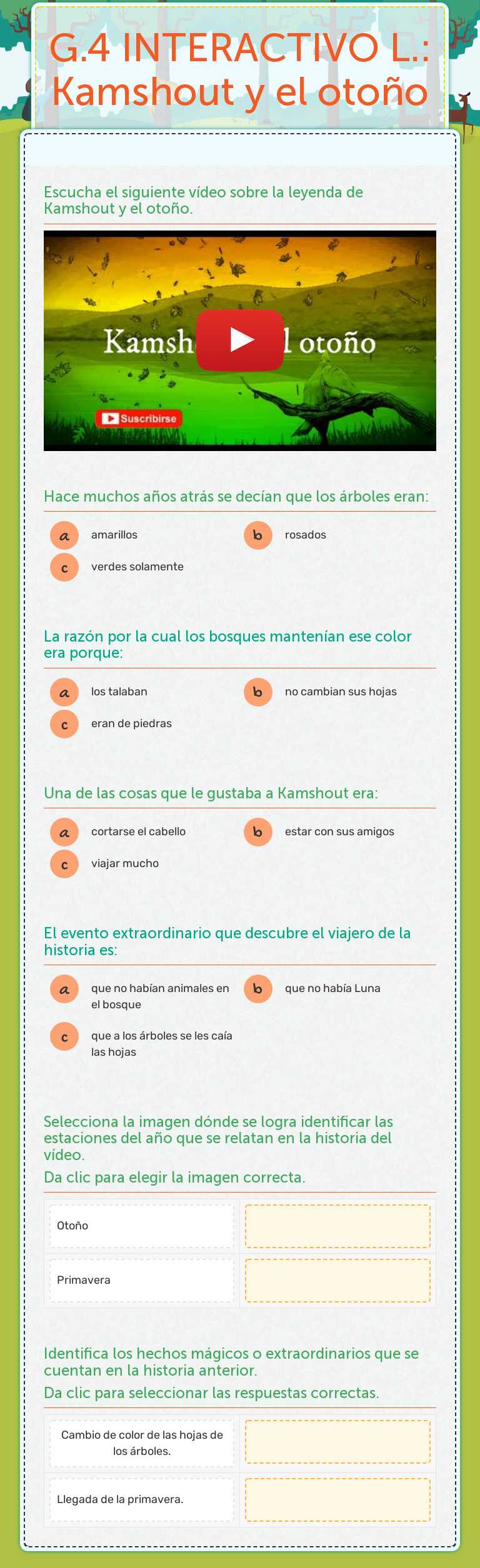 G.4 INTERACTIVO L.: Kamshout y el otoño worksheet preview image
