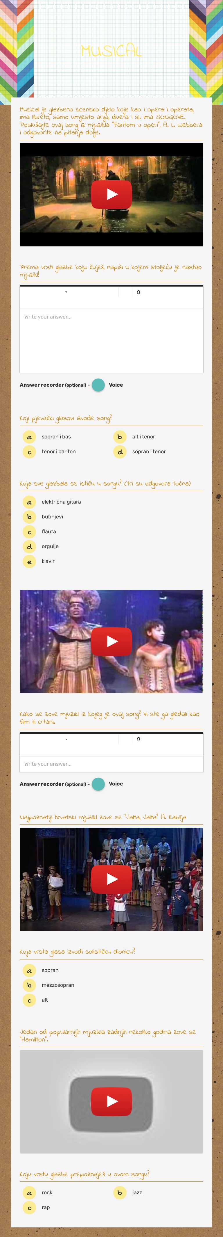 MUSICAL worksheet preview image