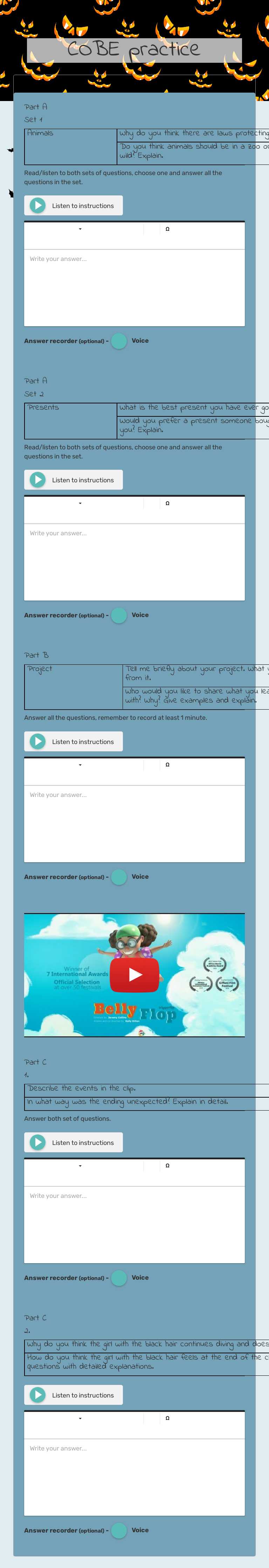 COBE practice worksheet preview image