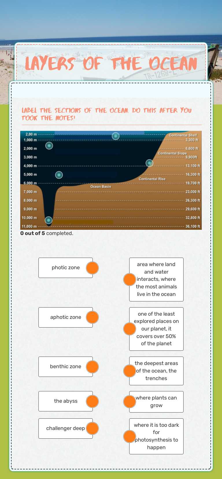 Layers of the ocean worksheet preview image