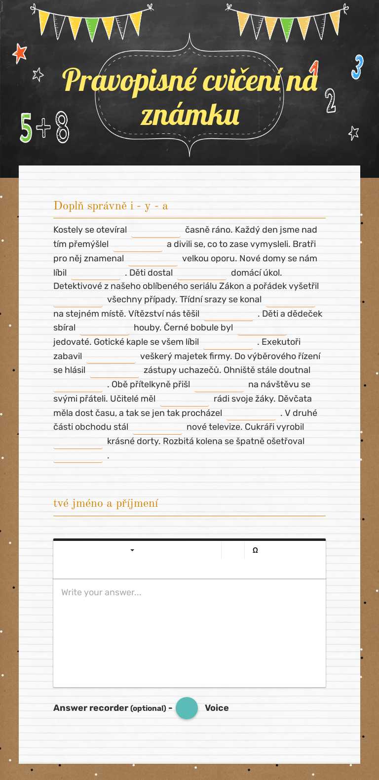 Pravopisné cvičení na známku Grade 6 worksheet preview
