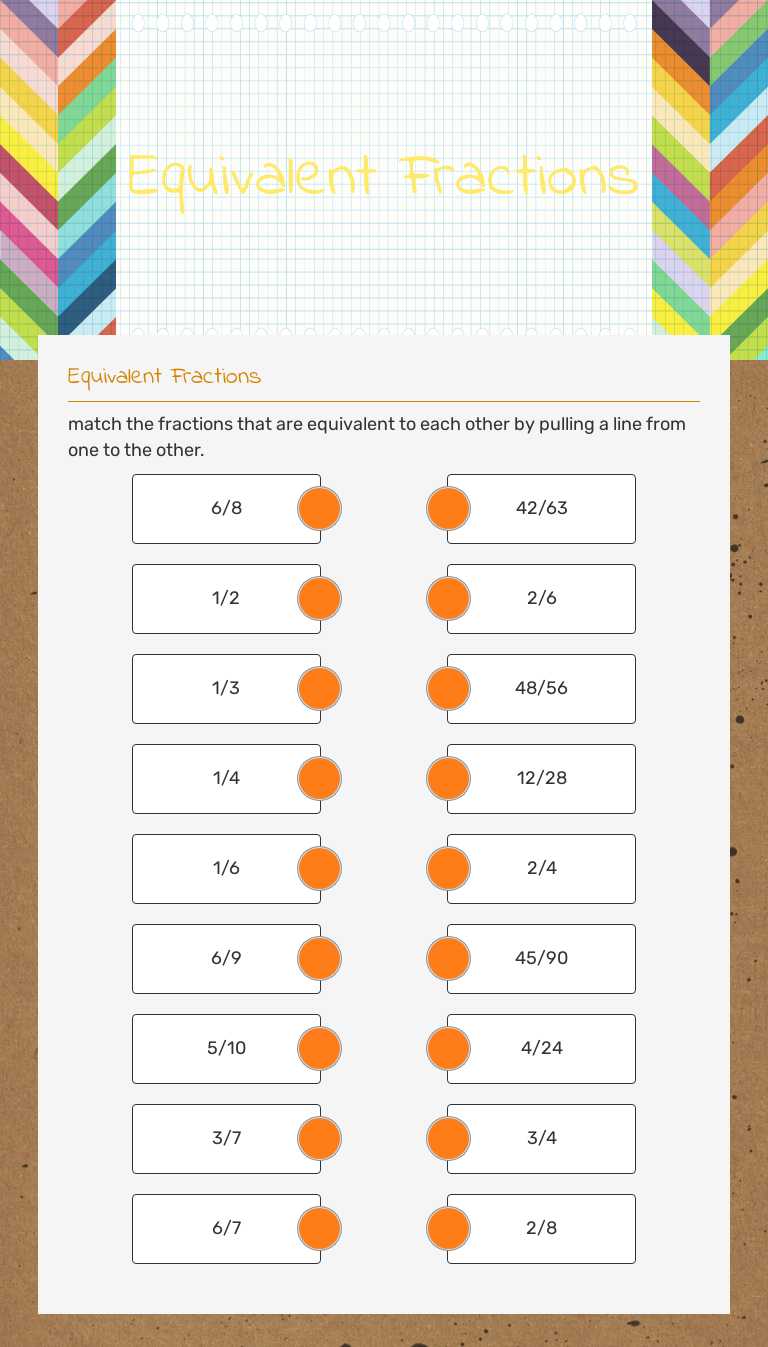Equivalent Fractions worksheet preview image