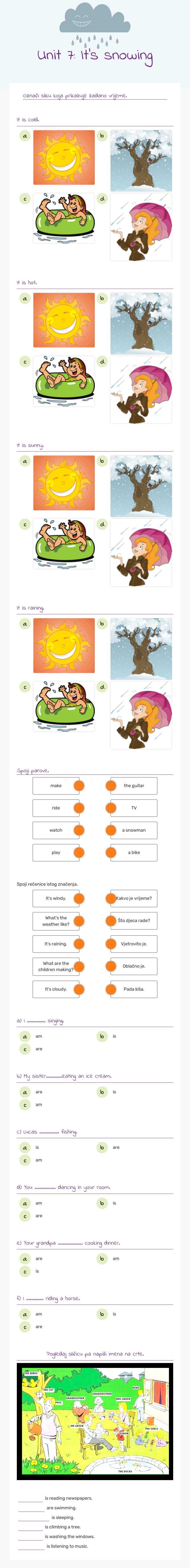 Unit 7: It's snowing Grade 3 worksheet preview