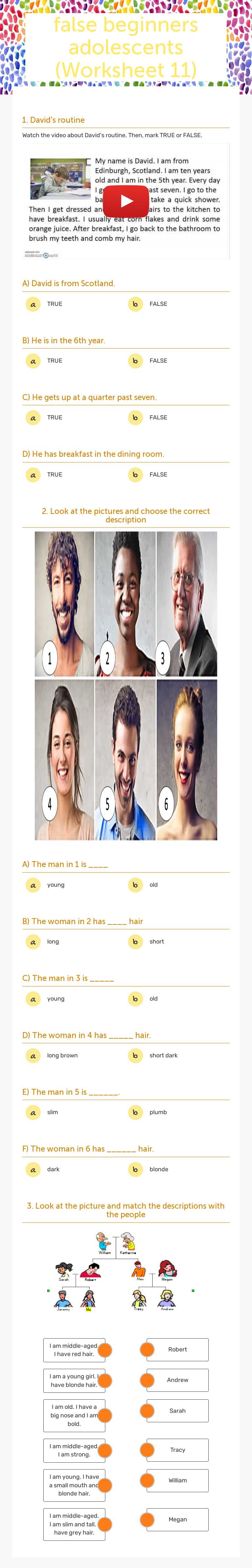 false beginners adolescents
(Worksheet 11) worksheet preview image