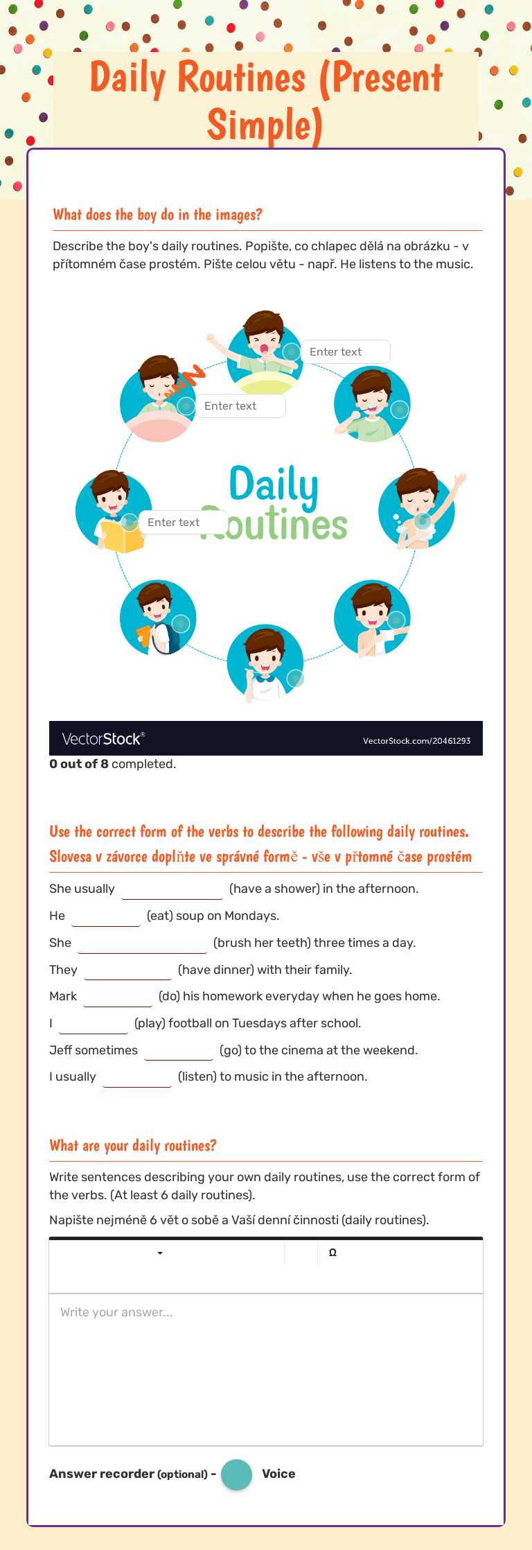Daily Routines               
(Present Simple) Grade 6 worksheet preview