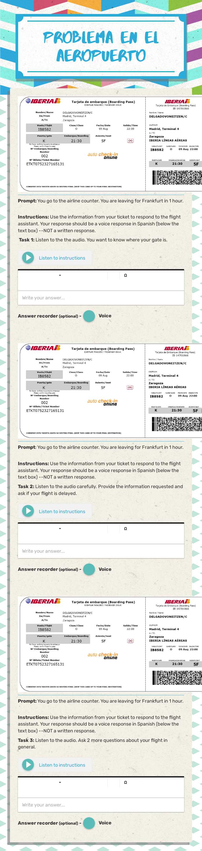 Problema en el Aeropuerto worksheet preview image
