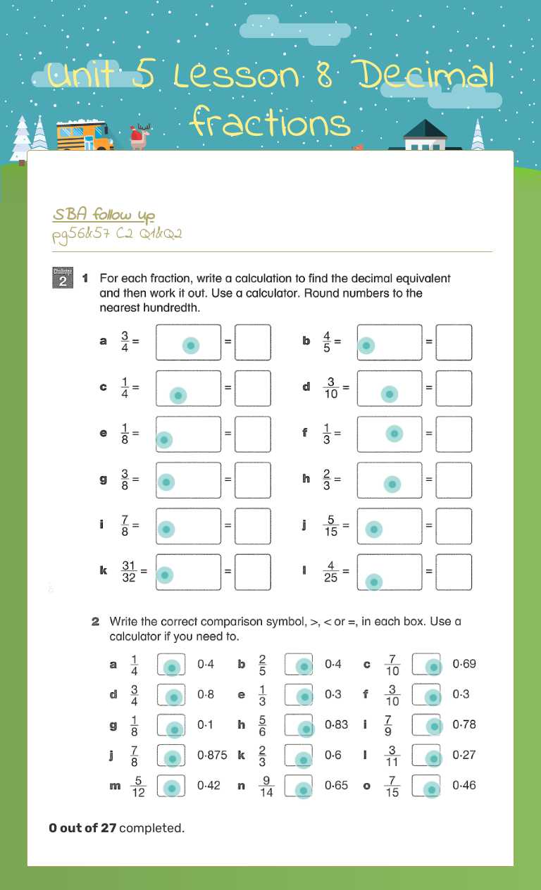 Unit 5 Lesson 8
Decimal fractions worksheet preview image
