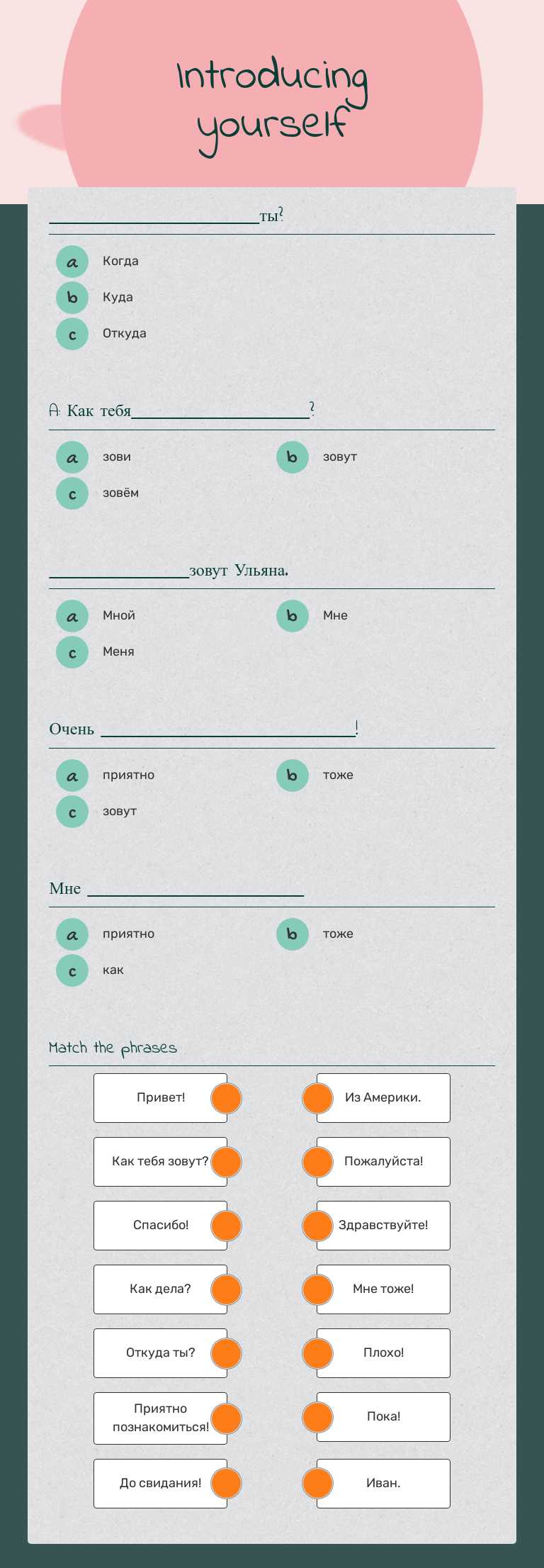 Introducing 
yourself worksheet preview image