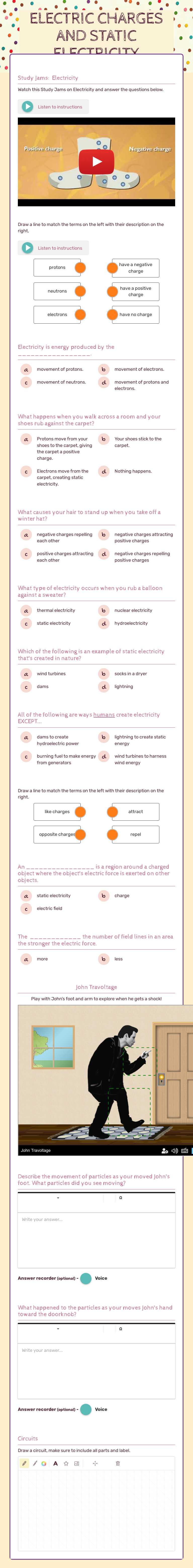 ELECTRIC CHARGES AND STATIC ELECTRICITY worksheet preview image
