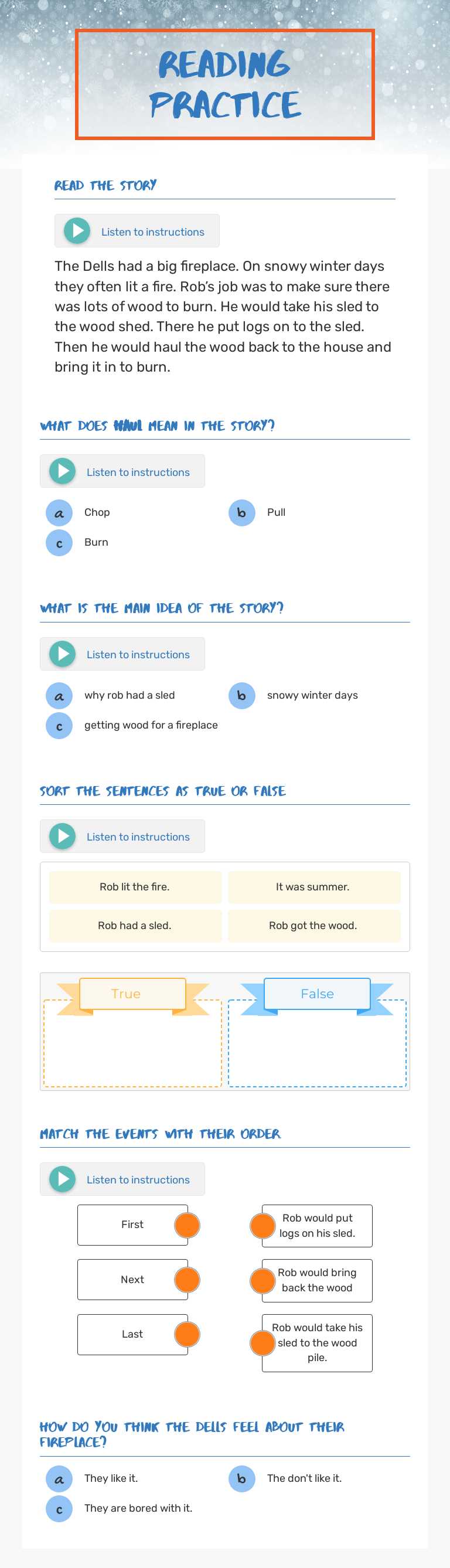 Reading Practice Grade 4 worksheet preview