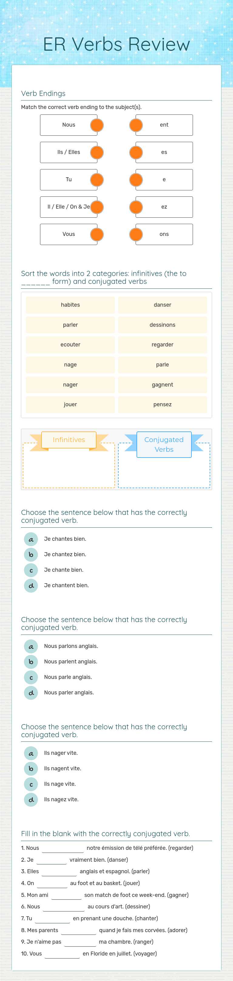 ER Verbs
Review worksheet preview image