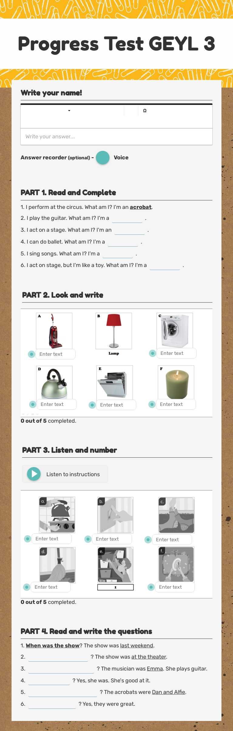 Progress Test 3A2 worksheet preview image