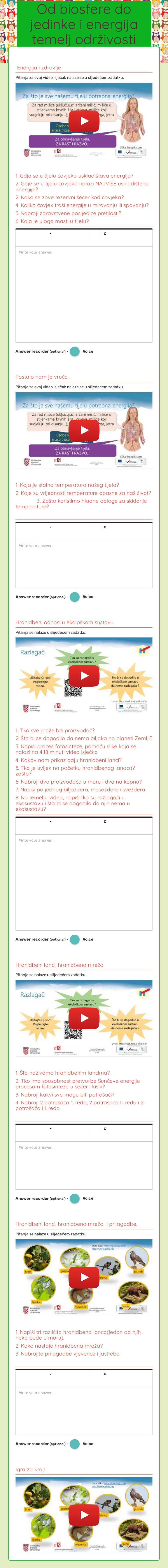 Od biosfere do jedinke i energija temelj održivosti prirode - drugi dio worksheet preview image