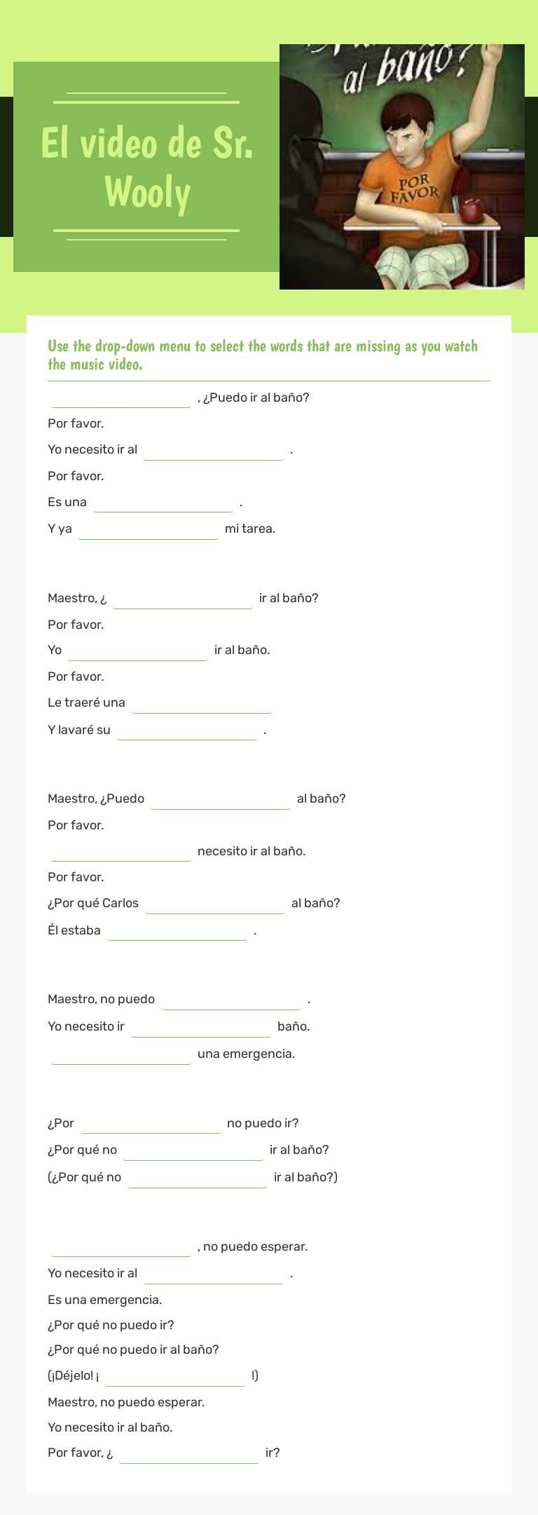El video de Sr. Wooly worksheet preview