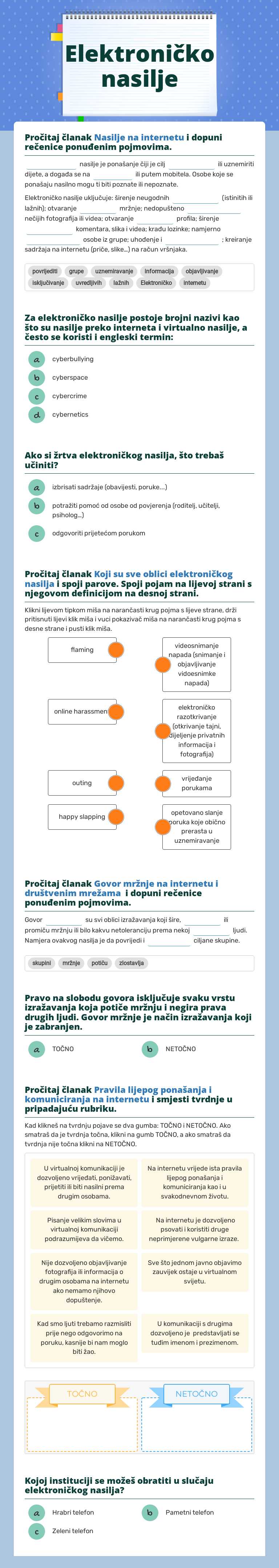Elektroničko nasilje worksheet preview image