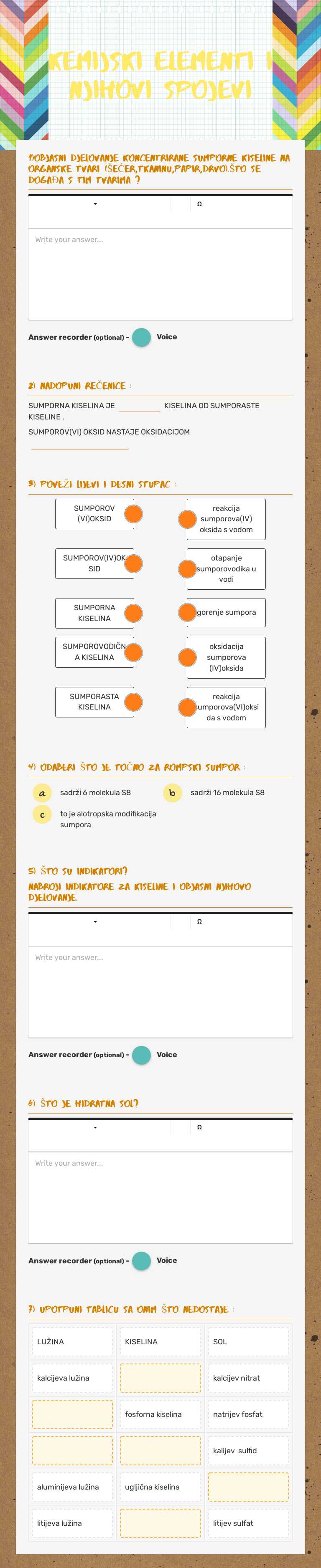 KEMIJSKI ELEMENTI I NJIHOVI SPOJEVI worksheet preview image