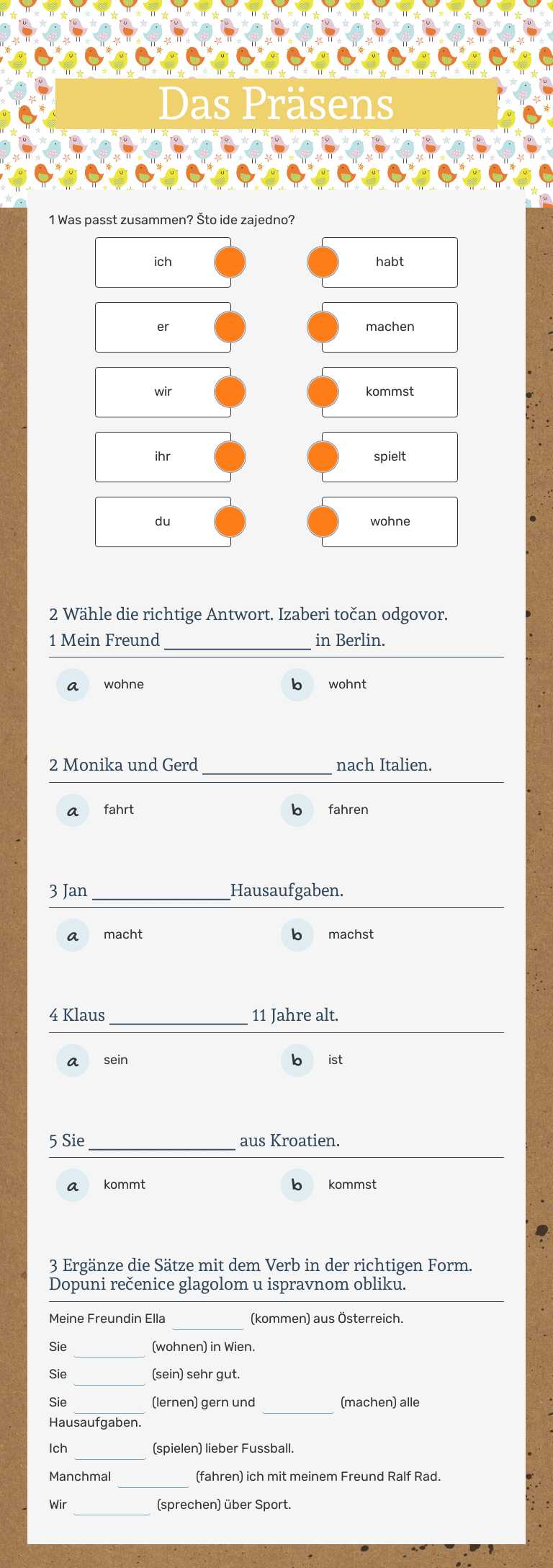Das Präsens worksheet preview image